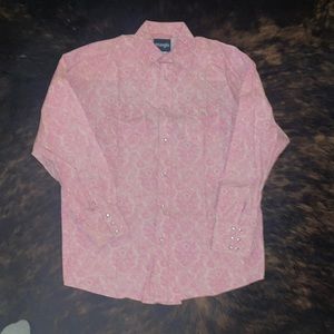 Men’s Wrangler Pearl Snap with Pink Paisley Pattern